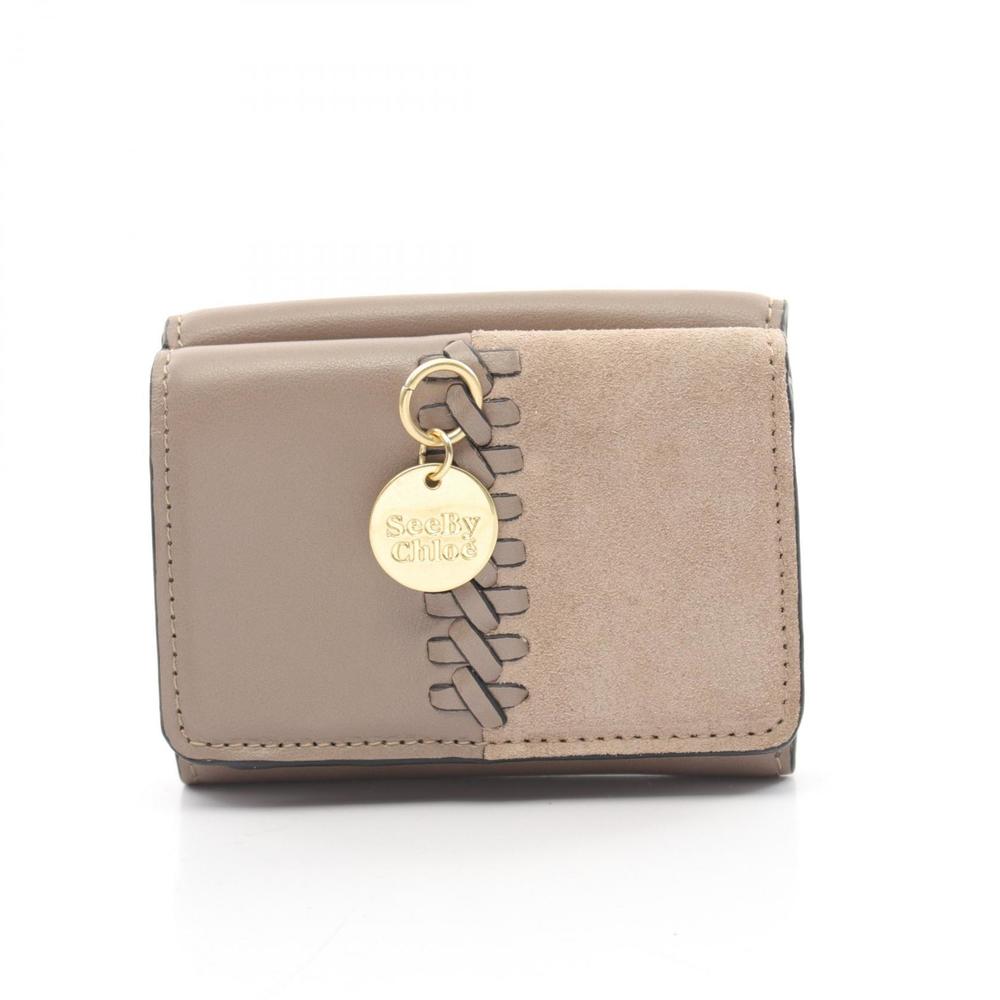 Chloe TILDA W Hook Wallet Leather Suede Beige